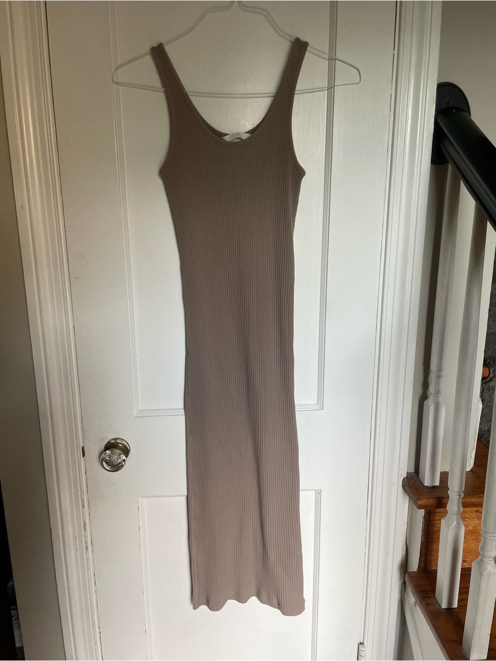 H&M Ribbed Maxi Tank Dress in Taupe Women’s Sz S